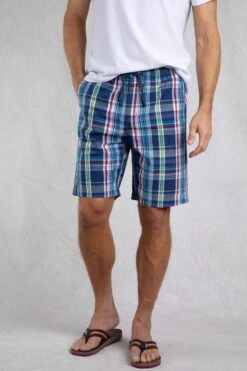 Manson Madras Check Shorts Estate Blue