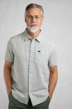 Washton Textured Short Sleeve Shirt Army Green