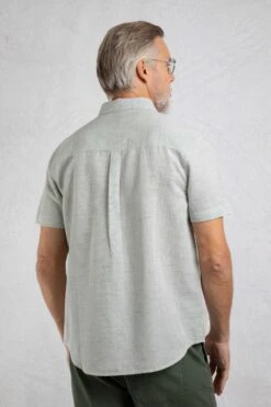 Washton Textured Short Sleeve Shirt Army Green -WeirdFish Clothing Shop 122154