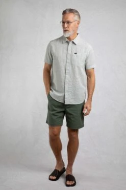 Washton Textured Short Sleeve Shirt Army Green -WeirdFish Clothing Shop 122155