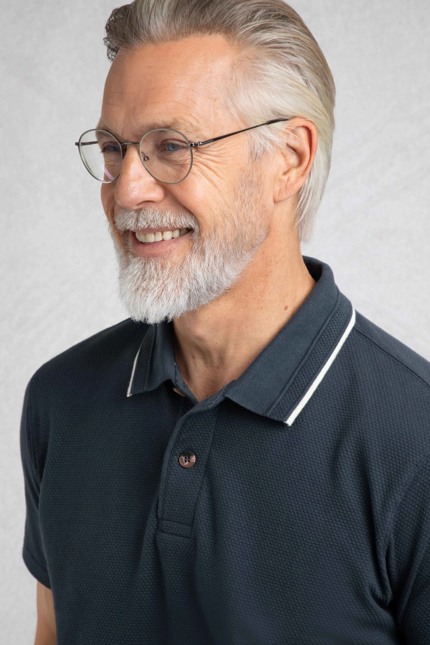 Powell Organic Cotton Textured Polo Shirt Navy 5 Powell Organic Cotton Textured Polo Shirt Navy - Image 5