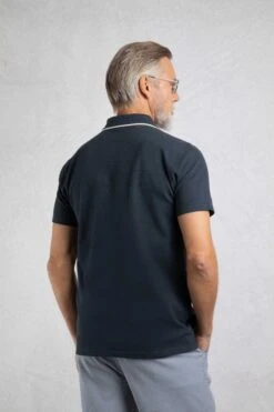 Powell Organic Cotton Textured Polo Shirt Navy 9 Powell Organic Cotton Textured Polo Shirt Navy -WeirdFish Clothing Shop 122157