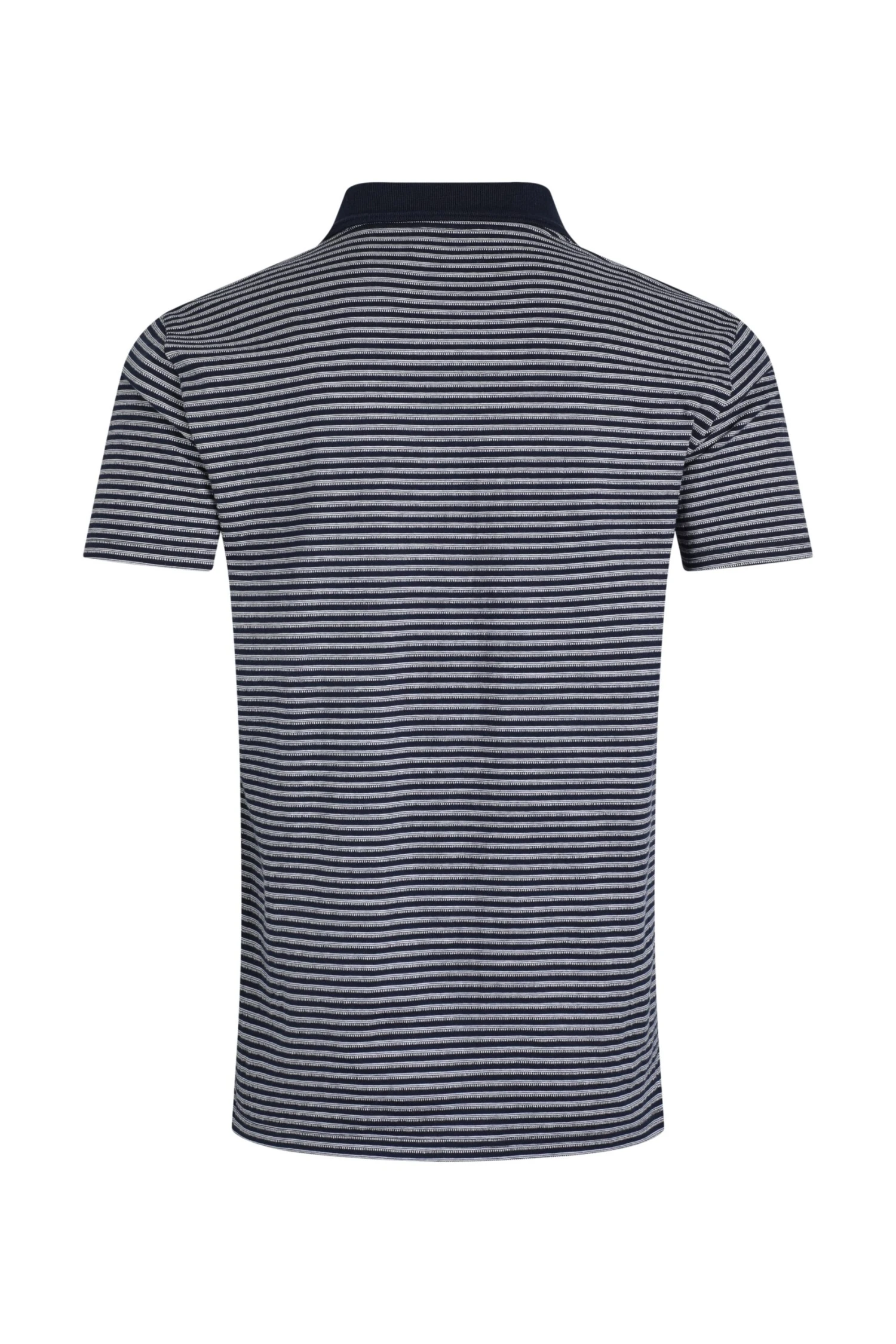 Virgil Organic Cotton Striped Polo Shirt Navy 6 Virgil Organic Cotton Striped Polo Shirt Navy - Image 6