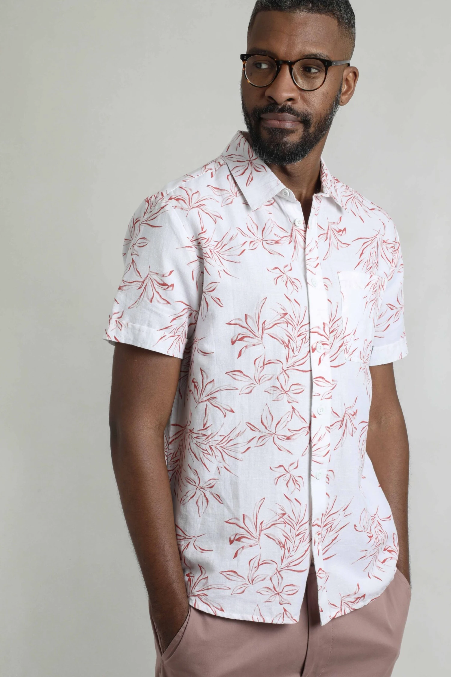 Tarim Linen Rich Hawaiian Shirt Red 1 Tarim Linen Rich Hawaiian Shirt Red