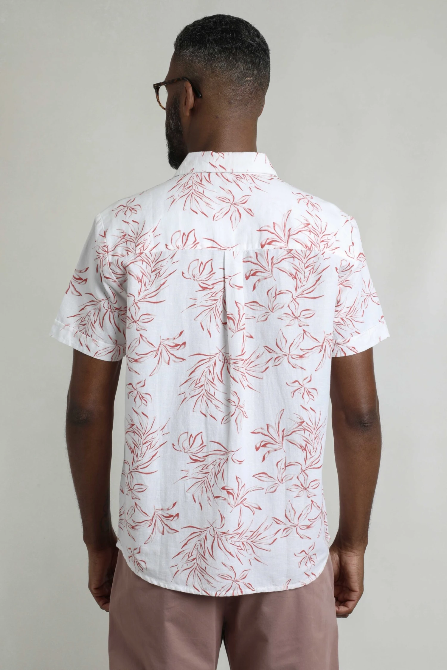 Tarim Linen Rich Hawaiian Shirt Red 3 Tarim Linen Rich Hawaiian Shirt Red - Image 3