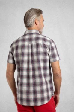 Angeles Vintage Wash Short Sleeve Check Shirt Dusty White -WeirdFish Clothing Shop 122844