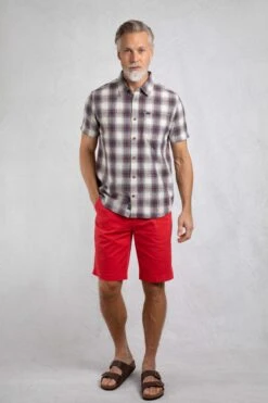 Angeles Vintage Wash Short Sleeve Check Shirt Dusty White -WeirdFish Clothing Shop 122845