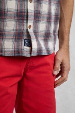 Angeles Vintage Wash Short Sleeve Check Shirt Dusty White -WeirdFish Clothing Shop 122848