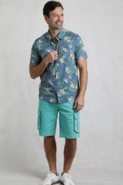 Avondale Short Sleeve Printed Shirt Blue Mirage -WeirdFish Clothing Shop 122962