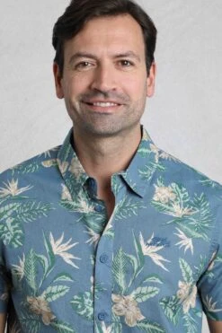 Avondale Short Sleeve Printed Shirt Blue Mirage -WeirdFish Clothing Shop 122963