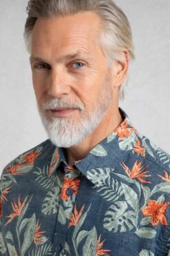 Palm Short Sleeve Reverse Print Shirt Navy -WeirdFish Clothing Shop 123152