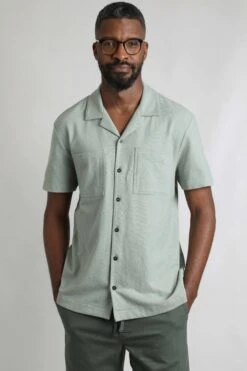 Wooster Crepe Knit Shirt Limestone