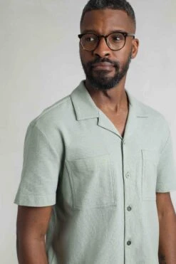 Wooster Crepe Knit Shirt Limestone -WeirdFish Clothing Shop 123411