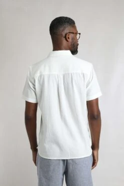 Hinton Organic Cotton And Linen Crepe Shirt Dusty White -WeirdFish Clothing Shop 123461