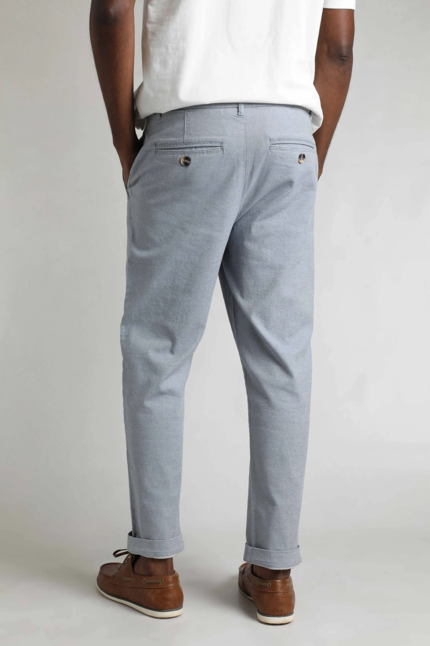 Charleigh Textured Chino Trousers Denim Blue 3 Charleigh Textured Chino Trousers Denim Blue - Image 3