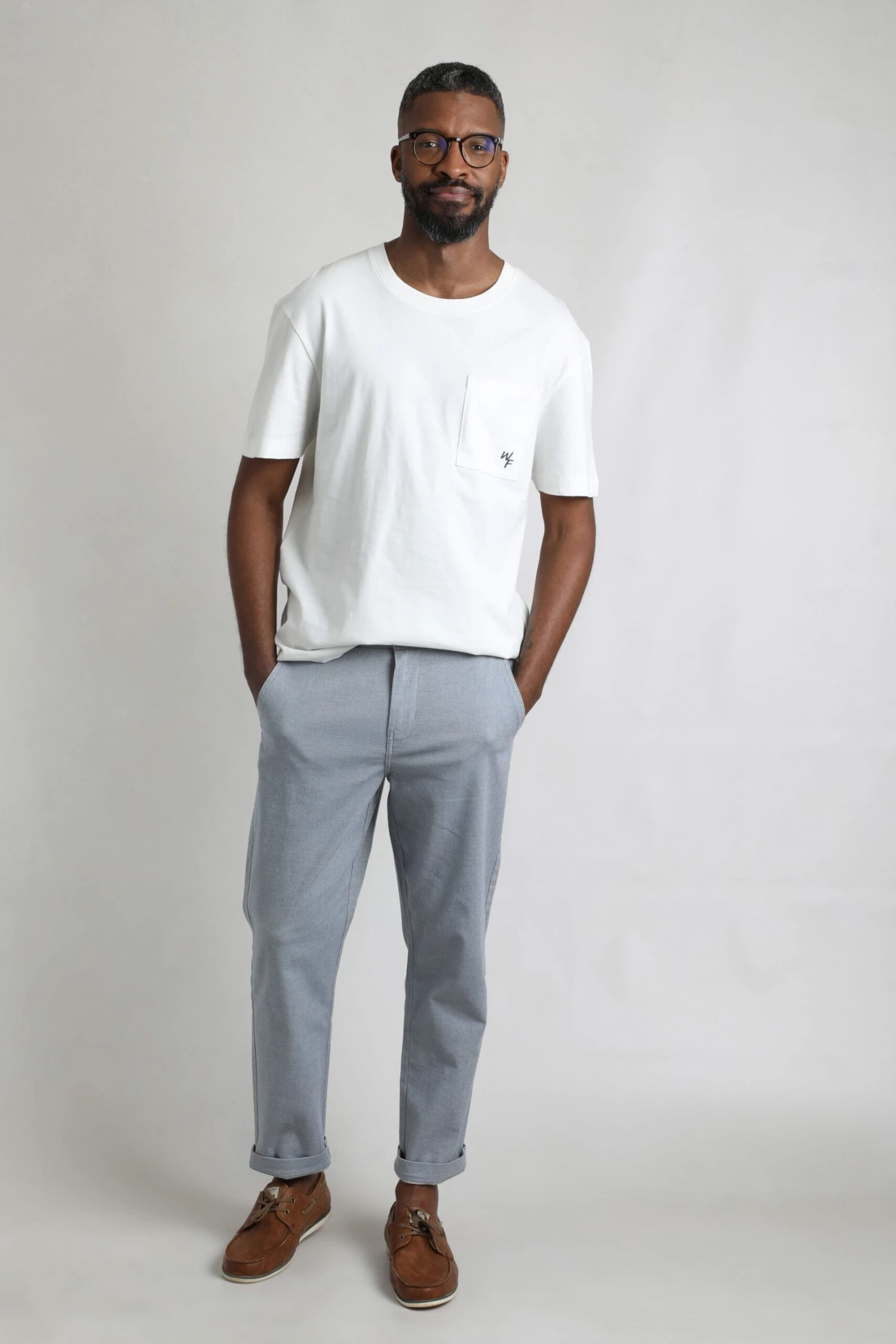 Charleigh Textured Chino Trousers Denim Blue 4 Charleigh Textured Chino Trousers Denim Blue - Image 4