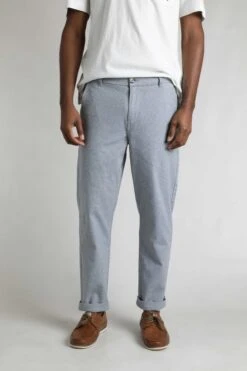 Charleigh Textured Chino Trousers Denim Blue 12 Charleigh Textured Chino Trousers Denim Blue -WeirdFish Clothing Shop 123565