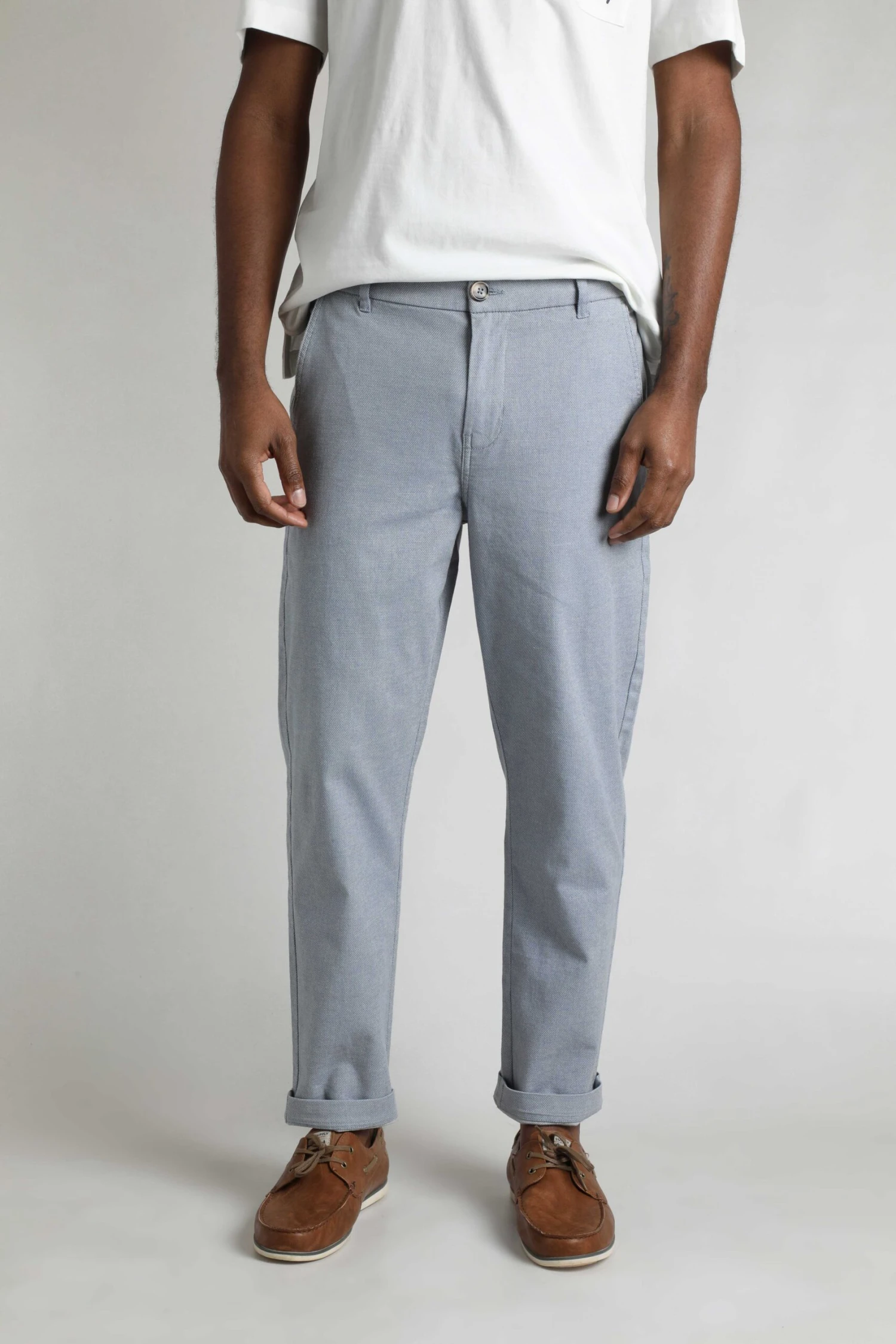 Charleigh Textured Chino Trousers Denim Blue 5 Charleigh Textured Chino Trousers Denim Blue - Image 5