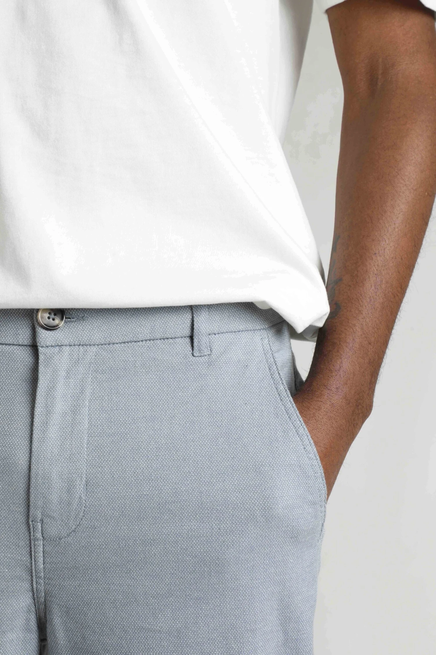 Charleigh Textured Chino Trousers Denim Blue 8 Charleigh Textured Chino Trousers Denim Blue - Image 8