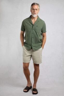 Maxwell Seersucker Shirt Army Green -WeirdFish Clothing Shop 123738