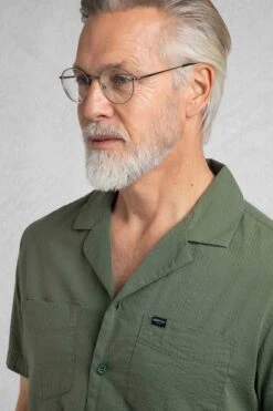 Maxwell Seersucker Shirt Army Green -WeirdFish Clothing Shop 123739