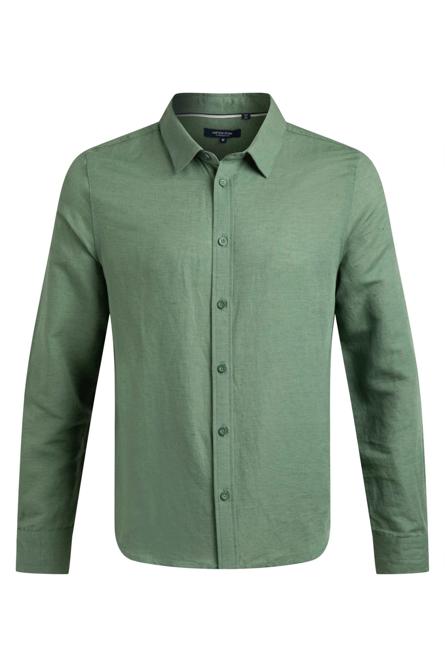 Shaun Linen Rich Long Sleeve Shirt Army Green 2 Shaun Linen Rich Long Sleeve Shirt Army Green - Image 2