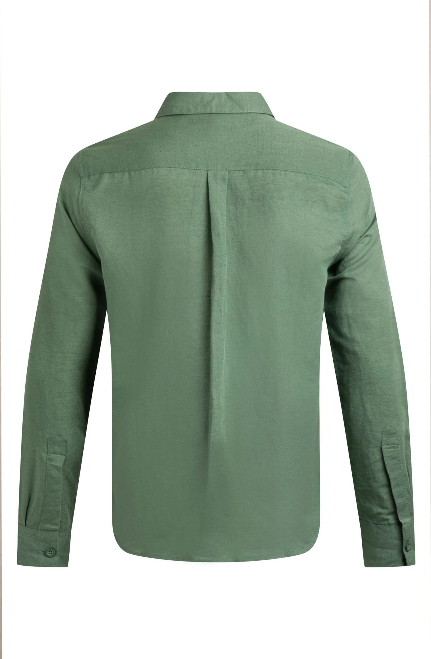 Shaun Linen Rich Long Sleeve Shirt Army Green 6 Shaun Linen Rich Long Sleeve Shirt Army Green - Image 6