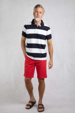 Ronald Organic Cotton Striped Polo Shirt Navy -WeirdFish Clothing Shop 123997