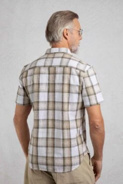 Benjamin Textured Check Shirt Stone -WeirdFish Clothing Shop 124196