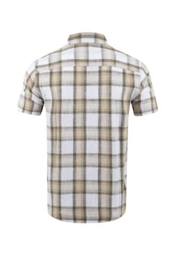 Benjamin Textured Check Shirt Stone -WeirdFish Clothing Shop 124199