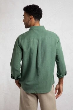 Shaun Linen Rich Long Sleeve Shirt Army Green 8 Shaun Linen Rich Long Sleeve Shirt Army Green -WeirdFish Clothing Shop 124688