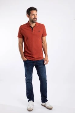 Miles Pique Polo Shirt Burnt Henna -WeirdFish Clothing Shop 125309