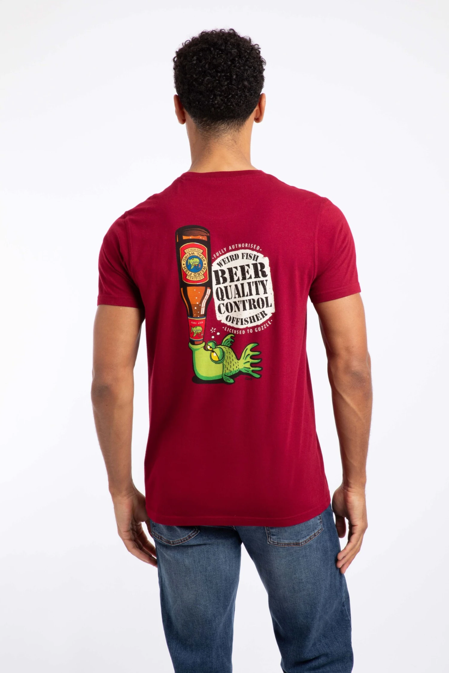 Beer Offisher Back Print Artist T-Shirt Garnet 1 Beer Offisher Back Print Artist T-Shirt Garnet