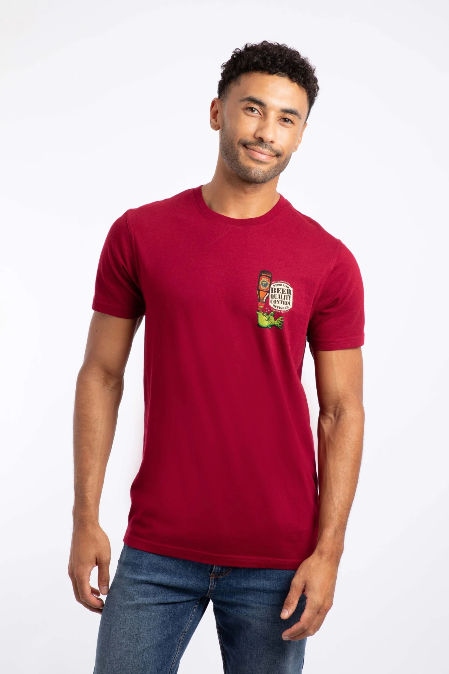 Beer Offisher Back Print Artist T-Shirt Garnet 3 Beer Offisher Back Print Artist T-Shirt Garnet - Image 3