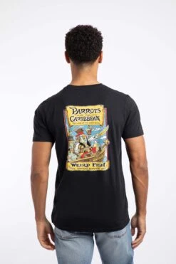 Parrots Of The Caribbean Back Print Artist T-Shirt Black -WeirdFish Clothing Shop 125467