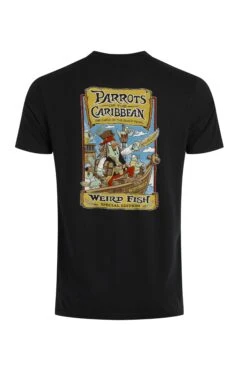 Parrots Of The Caribbean Back Print Artist T-Shirt Black -WeirdFish Clothing Shop 125470