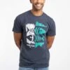Double Fish Front Print Graphic T-Shirt Navy