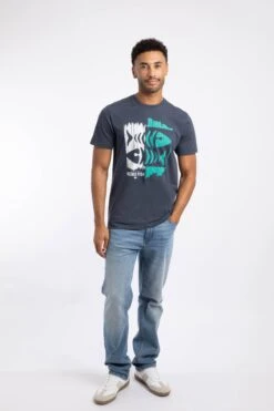 Double Fish Front Print Graphic T-Shirt Navy 9 Double Fish Front Print Graphic T-Shirt Navy -WeirdFish Clothing Shop 125489