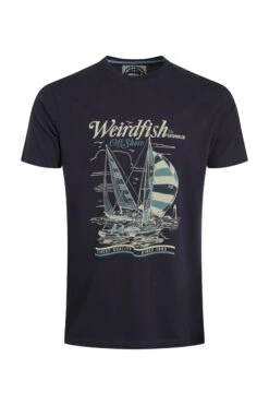 Off Shore Front Print Graphic T-Shirt Midnight -WeirdFish Clothing Shop 125532