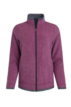 Ariana Full Zip Grid Fleece Purple Wine -WeirdFish Clothing Shop 125745