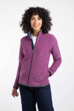 Ariana Full Zip Grid Fleece Purple Wine -WeirdFish Clothing Shop 125747