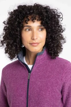 Ariana Full Zip Grid Fleece Purple Wine -WeirdFish Clothing Shop 125748