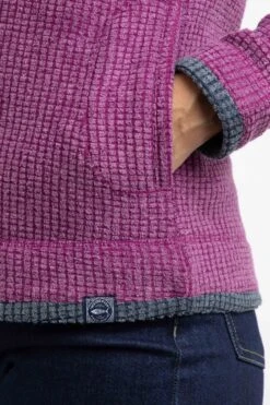Ariana Full Zip Grid Fleece Purple Wine -WeirdFish Clothing Shop 125750