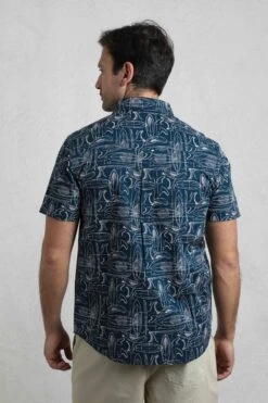 Summertown Short Sleeve Printed Shirt Navy 8 Summertown Short Sleeve Printed Shirt Navy -WeirdFish Clothing Shop 125939