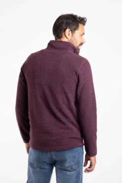 Errill 1/4 Zip Textured Fleece Aubergine -WeirdFish Clothing Shop 126141
