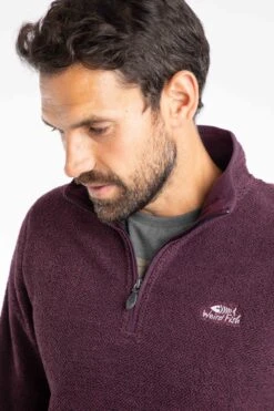 Errill 1/4 Zip Textured Fleece Aubergine -WeirdFish Clothing Shop 126143