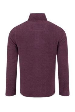Errill 1/4 Zip Textured Fleece Aubergine -WeirdFish Clothing Shop 126144