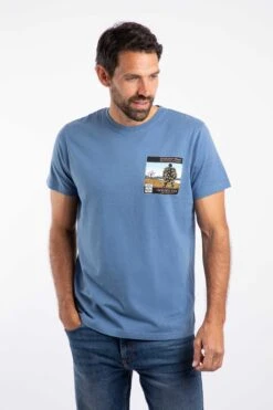 Shrimp Floyd Back Print Artist T-Shirt Mid Blue -WeirdFish Clothing Shop 126554