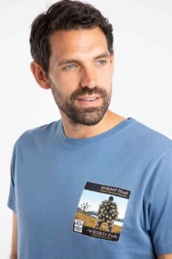 Shrimp Floyd Back Print Artist T-Shirt Mid Blue -WeirdFish Clothing Shop 126556