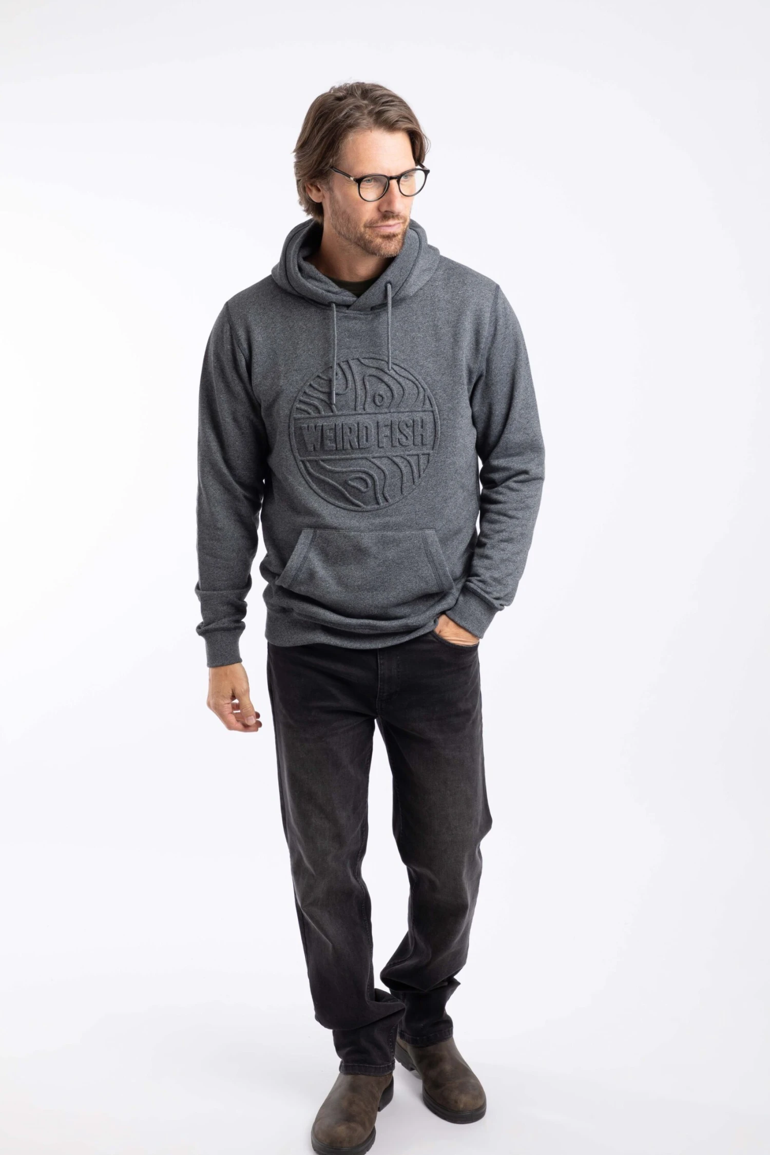 Perranporth Embossed Grindle Hoodie Black 4 Perranporth Embossed Grindle Hoodie Black - Image 4